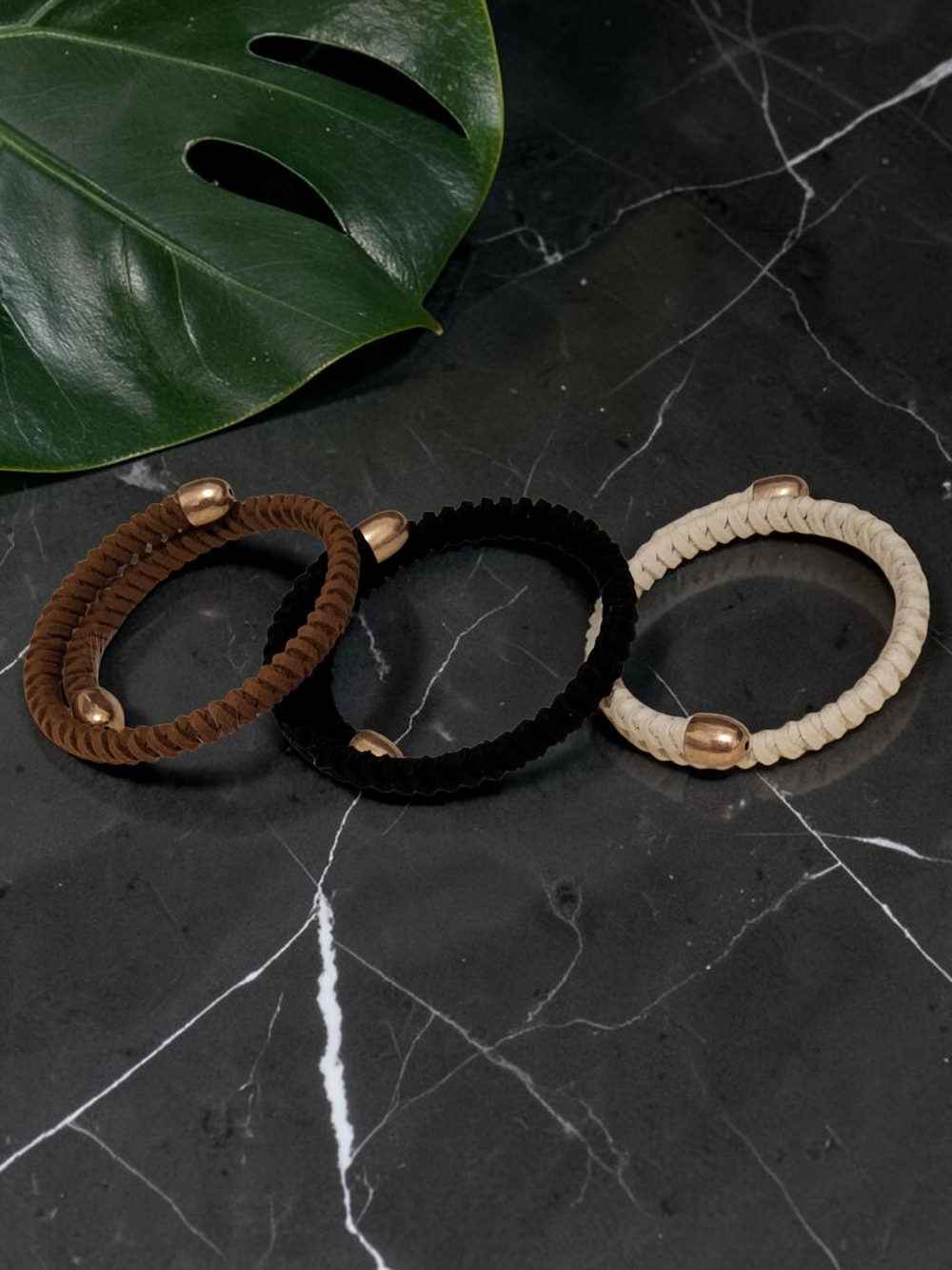 New Plunder Braided Elastic Hair Bands with Gold Accents